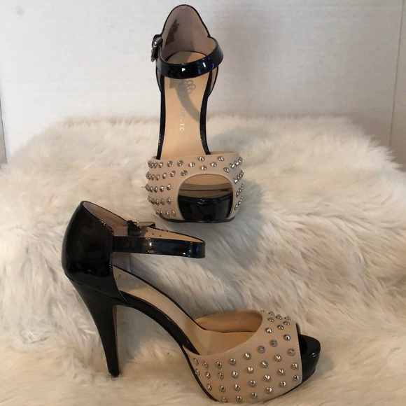 Rock & Republic “RR Kurt Tan” Studded Platform Stilettos - Picture 1 of 7